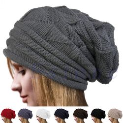 Oversized Knitted Baggy Beanie for Winter | Unisex Wool Ski Slouchy Hat