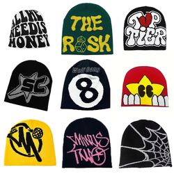 Y2K Fashion Skullies: 9 Multi-Color Jacquard Hats for Women and Men - Hip Hop Knitted Caps for Wholesale and Dropshippin