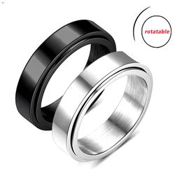 Stainless Steel Anti-Stress Fidget Spinner Rings for Couples: Rotating Wedding Band & Knuckle Jewelry