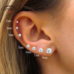 925 sterling silver mini zircon crystal stud earrings for women - canner 2-8mm small piercing jewelry pendants