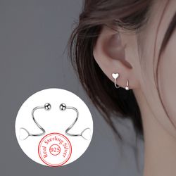 925 Sterling Silver Spiral Heart Star Stud Earrings for Women - Fashion Jewelry XY0247
