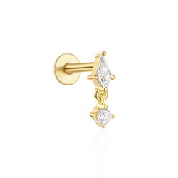 925 sterling silver cartilage stud earrings with zircon flower design for women - septum, tragus, helix, and lip rings j