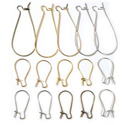 100pcs Silver, Rhodium, Gold Earring Hooks: 9x18mm to 16x38mm for DIY Jewelry Making