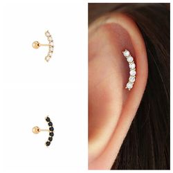 925 sterling silver black cz crystal stud earrings for women: star, moon, heart & flower shape party jewelry