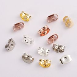 100pcs 6x4.5mm Stainless Steel Ear Nuts: Gold, Silver & Rose Gold Tone Butterfly Earring Backs for DIY Jewelry Making