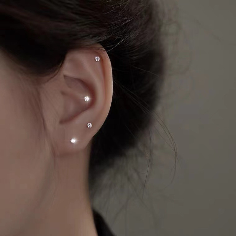 yJA4CANNERMiniFourJawZirconStudEarringsSimpleSterlingSilverEarringsGiftsLadiesBoutique