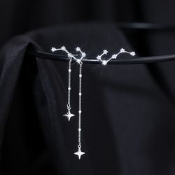 925 Sterling Silver Constellation Tassel Earrings: Glamorous Long Shiny Earrings, Perfect Birthday Gift for Women - Fine