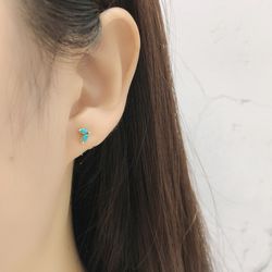 925 sterling silver blue horse eye zircon stud earrings: korean chic fashion for women & teens