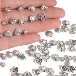 Antique Silver Love Heart Spacer Beads: 20-50pcs for DIY Jewelry Making, Earrings & Necklace