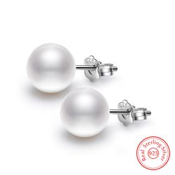 High-Quality 925 Sterling Silver Pearl Stud Earrings for Women - XY0197