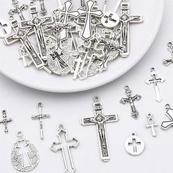 Tibetan Style Antique Silver Cross Charm Pendants for DIY Jewelry Making - Pack of 10/20/40