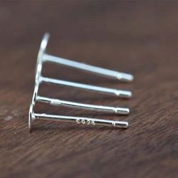 10pcs 925 sterling silver earring studs with 5-6mm flat base for diy jewelry making
