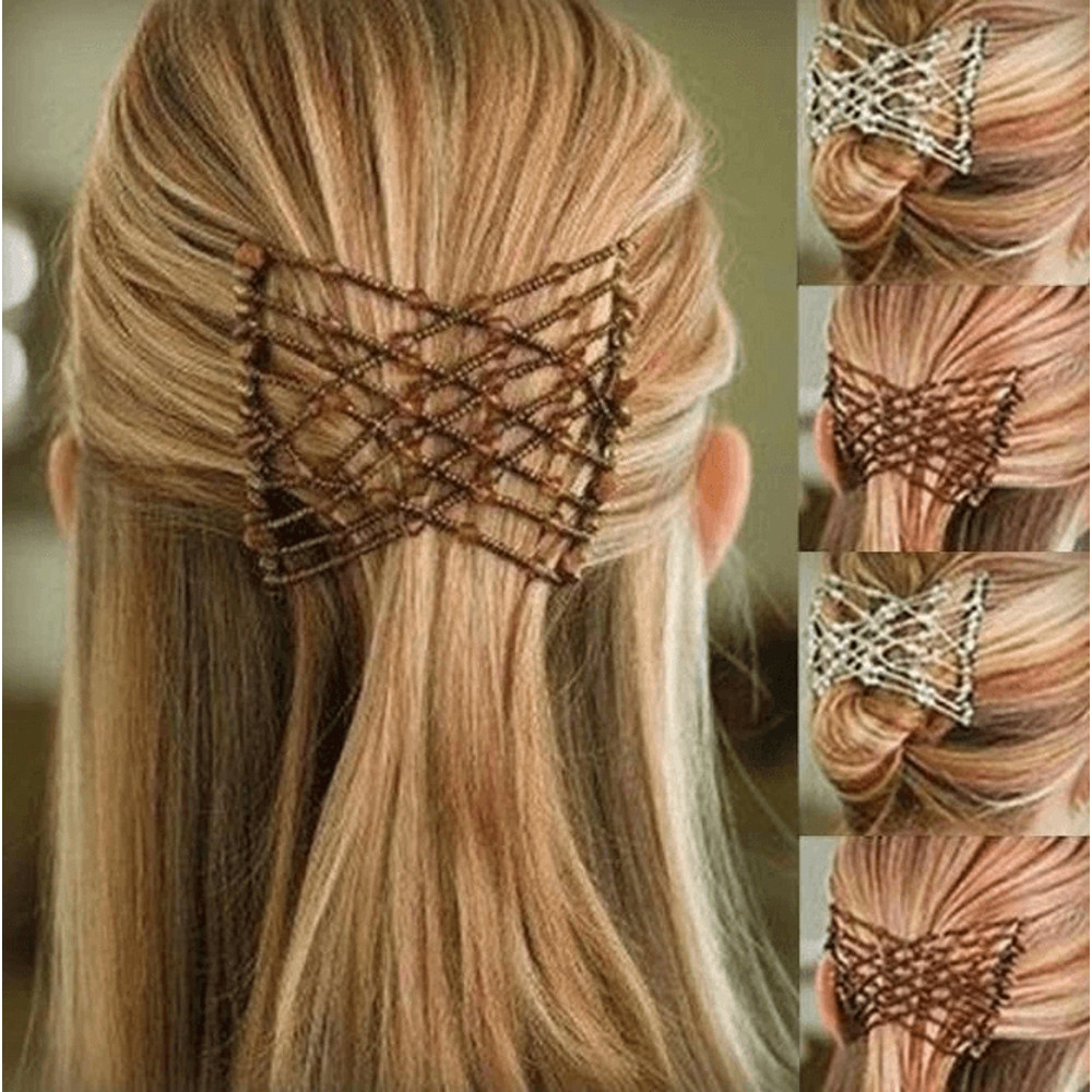 Women Elastic Beads Banana Clip Hairpin Stretch Magic Hair Comb Clip Accessories For Stylish Hair S 0