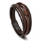 Men Jewelry Black Braided Leather Bracelet MultiLayer Stainless Steel Wristband Punk Fashion Handma 3