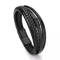 Men Jewelry Black Braided Leather Bracelet MultiLayer Stainless Steel Wristband Punk Fashion Handma 4