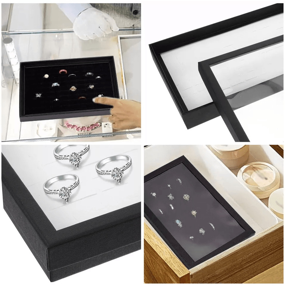 100 Slot Ring Box Jeweller Display Organiser Tray Holder Leather Ring Storage Case For Earrings Jew 4