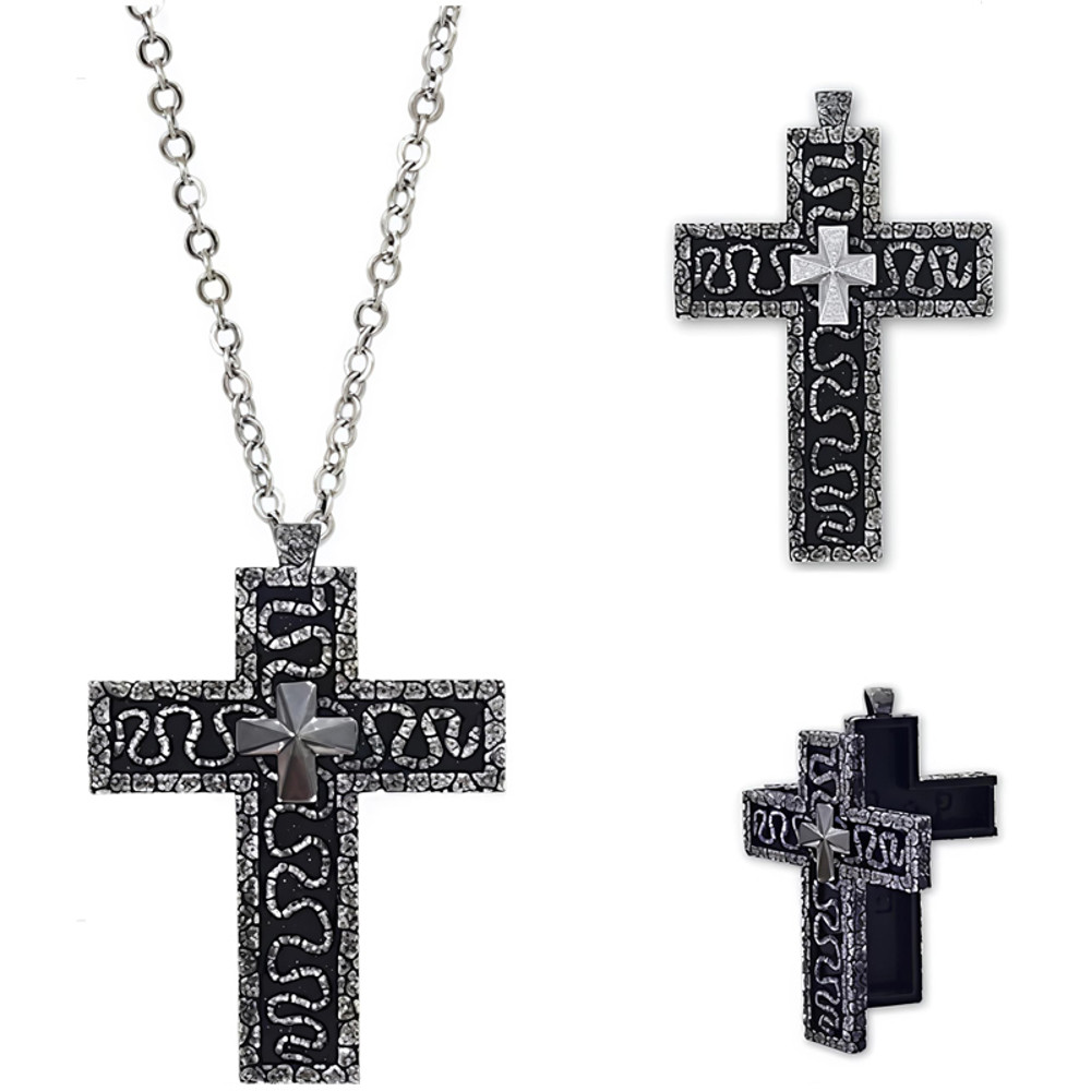 Cross Necklace with Secret Compartment – Vintage Old Cross Pendant for Hip Hop & Gothic Fashion