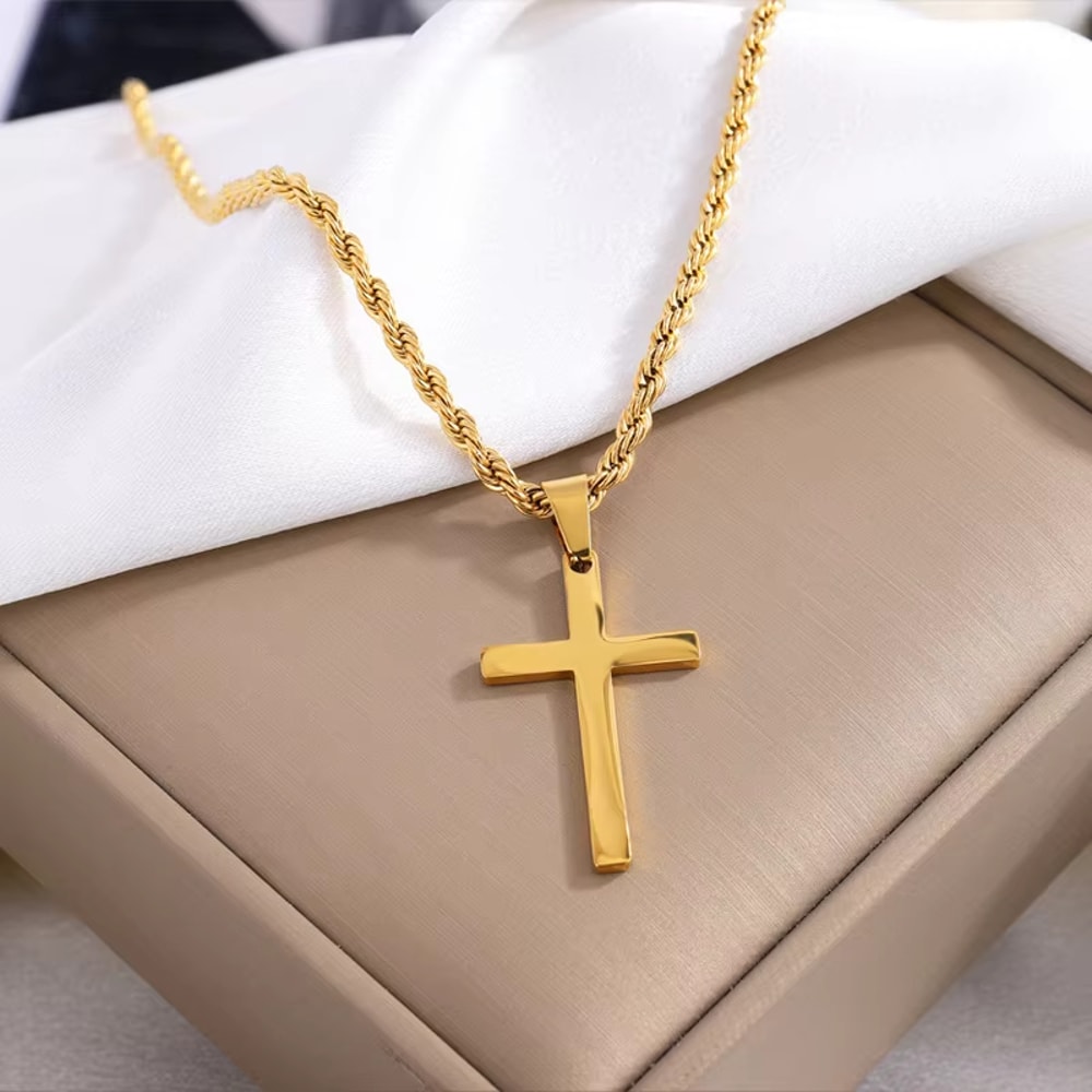 Cross Pendant Necklace For Men And Women Minimalist Gold Jewelry Set Stylish Unisex Necklaces 0