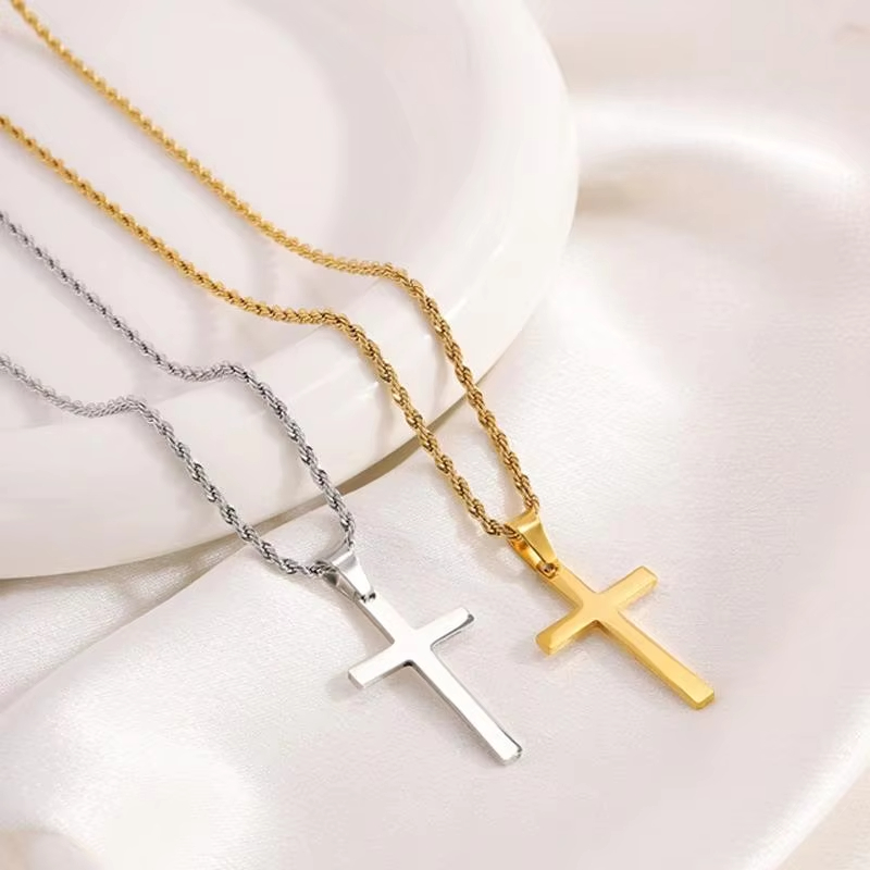 Cross Pendant Necklace For Men And Women Minimalist Gold Jewelry Set Stylish Unisex Necklaces 1
