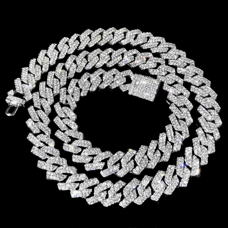 Cuban Chain Double Drain Unisex Ice Frozen Edition Sparkling Diamond Shaped Hip Hop Style Cuban Nec 0