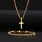 Durable Twisted Rope Cross Necklace And Bracelet Set Stainless Steel Jewelry Simple Casual Style Gi 0