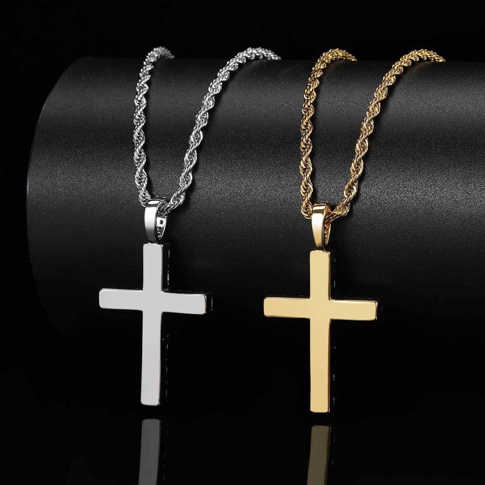 Durable Twisted Rope Cross Necklace And Bracelet Set Stainless Steel Jewelry Simple Casual Style Gi 3