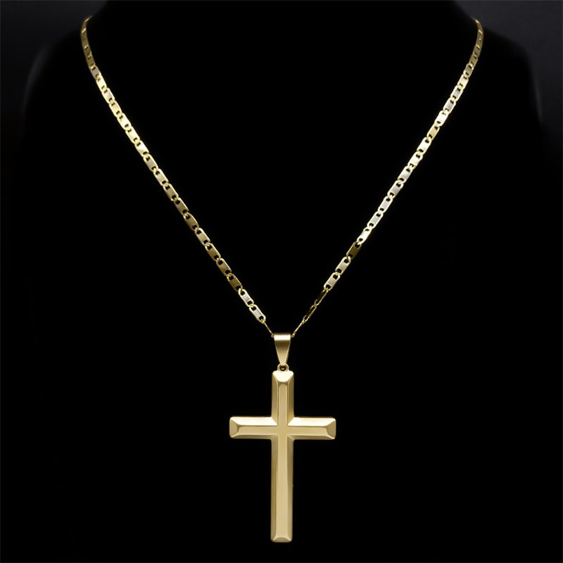 Stainless Steel Jesus Christ Cross Necklace For Men Women Big Hip Hop Gold Plated Necklaces Birthda 0