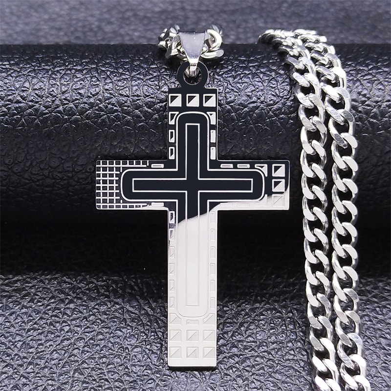 Stainless Steel Jesus Christ Cross Necklace For Men Women Big Hip Hop Gold Plated Necklaces Birthda 5