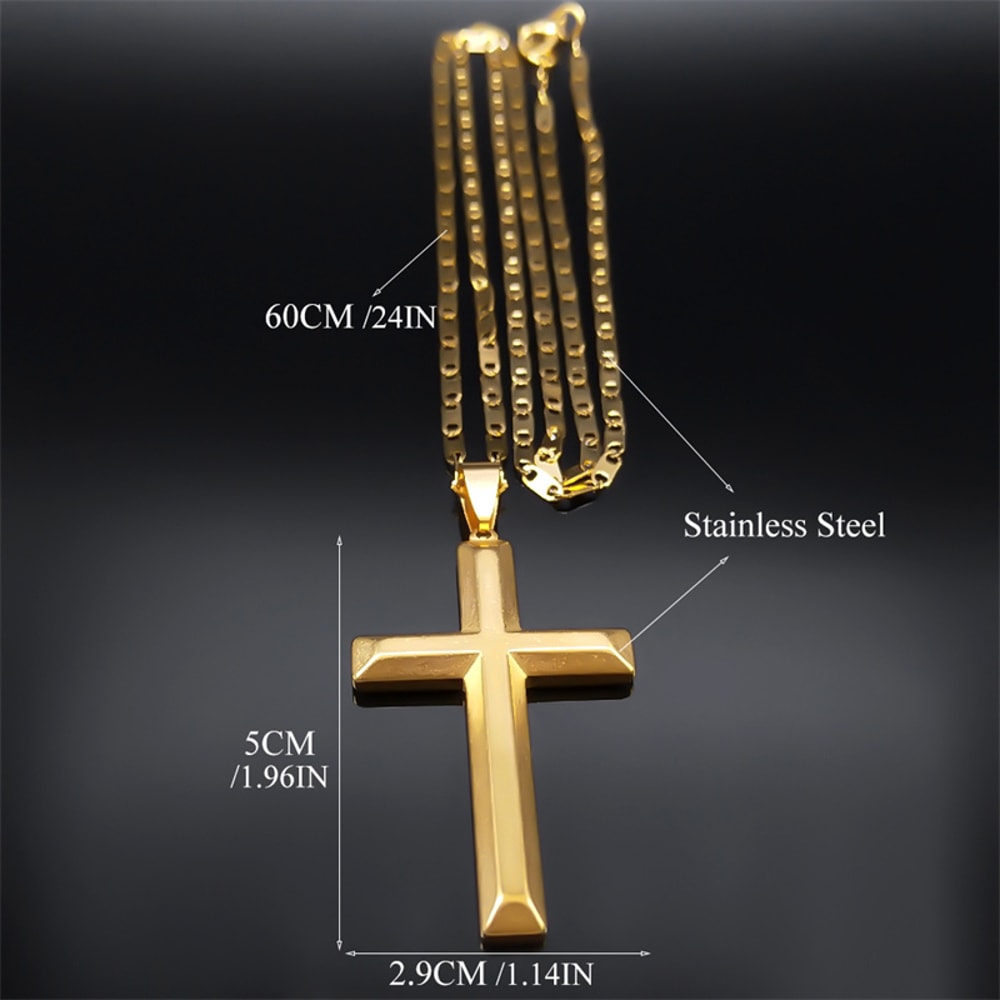 Stainless Steel Jesus Christ Cross Necklace For Men Women Big Hip Hop Gold Plated Necklaces Birthda 4
