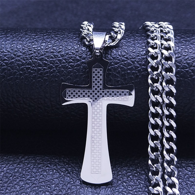 Stainless Steel Jesus Christ Cross Necklace For Men Women Big Hip Hop Gold Plated Necklaces Birthda 6