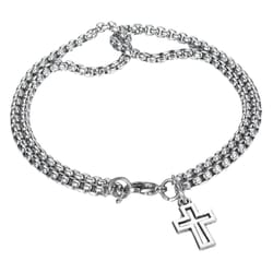 punk cross hollow wrist bracelet double chain stainless steel retro jewelry for men women lobster claw clasp
