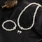 Elegant Imitation Pearl Fireball Necklace Bracelet Earrings Set Silver Color Crystal Stone Bridal J 1
