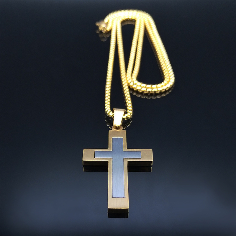 Stainless Steel Cross Pendant Necklace For Men Women Chain Religious Jewelry Accessories 1