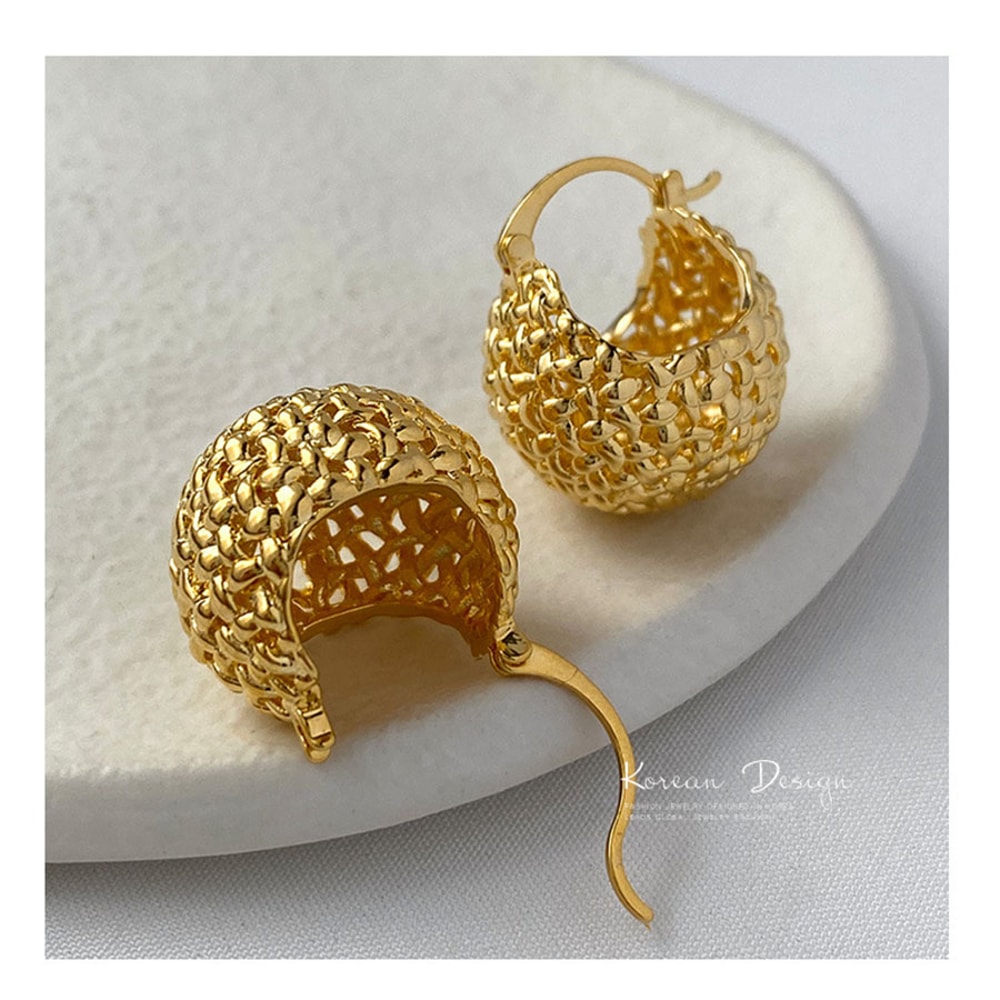 Simple Thick Round Ball Hoop Earrings Gold Chunky Hoop Earrings Lightweight Gold Earrings 2