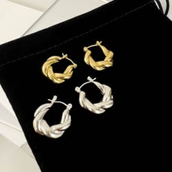 gold plated stainless steel classic twisted hoop earrings chunky twist circle earrings for women cool punk jewelry gifts