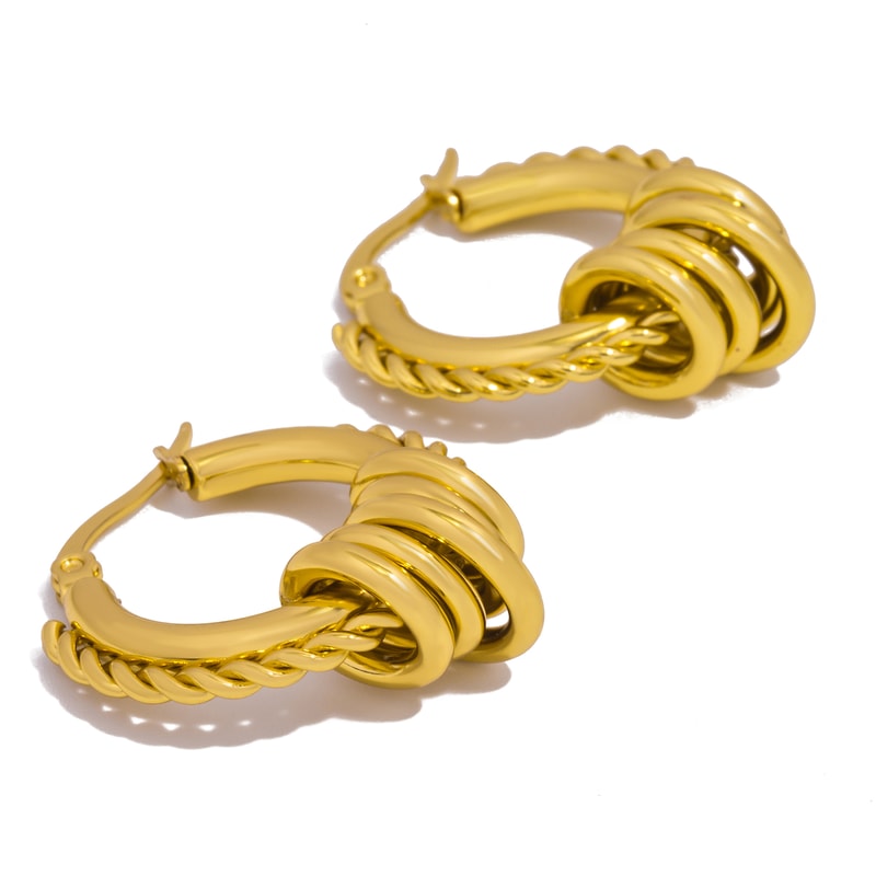 Multilayer Circle Twist Earrings For Women Trendy Gold Plated Stainless Steel Statement Jewelry Bij 6