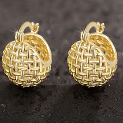 trendy gold color silver color women metal hoop earrings with ball design jewelry for wedding party daily wear