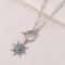 Gold Color Stainless Steel Sun Pendant Necklace For Women Turquoise Charms Clavicle Chain Necklaces 1