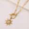 Gold Color Stainless Steel Sun Pendant Necklace For Women Turquoise Charms Clavicle Chain Necklaces 4