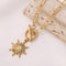 Gold Color Stainless Steel Sun Pendant Necklace For Women Turquoise Charms Clavicle Chain Necklaces 7