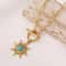 Gold Color Stainless Steel Sun Pendant Necklace For Women Turquoise Charms Clavicle Chain Necklaces 9