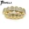 Iced Out CZ Stones Teeth Grillz Fashion Hip Hop Gold Silver Color Top Bottom Braces For Jewelry Gif 1