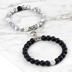 2pcs/set natural stone magnet couple bracelets: hot sale heart distance beads bracelet, ideal fashion friendship gift fo