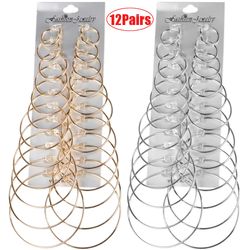 simple punk hoop earrings set: 12pairs/6pairs/1pair big circle jewelry for women & girls - oversized ear hoops