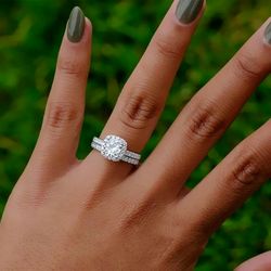 Silver Zircon Women's Wedding Ring Set: Classic Engagement & Bridal Jewelry