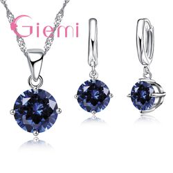 Sterling Silver Jewelry Set with Austrian Crystal for Women - Elegant Engagement Necklace and Earrings Wholesale