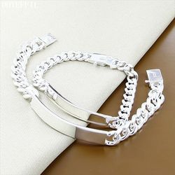 DOTEFFIL 925 Sterling Silver 10mm Smooth Sideways Chain Bracelet Set for Men and Women - Wedding, Engagement, and Party