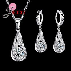 wholesale fashion jewelry set: 925 sterling silver spiral pendant, earrings with white crystal
