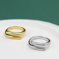 Silver Double Layer Geometric Ring: Elegant Handmade Jewelry for Women - Light Luxury Fashion Gift
