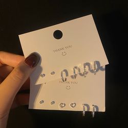 Korean Metal Love Heart & Circle Drop Earrings Set: Trendy Women's Piercing Jewelry